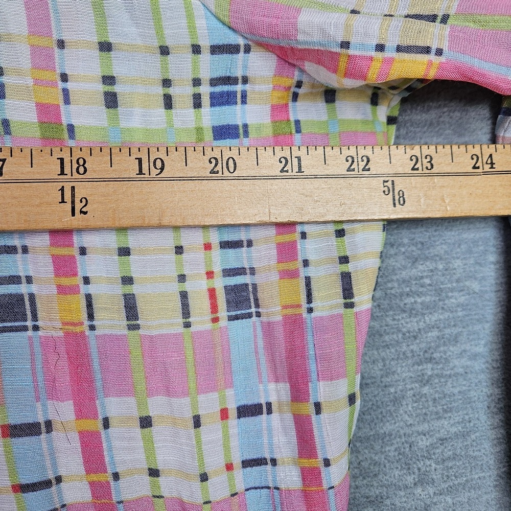 Zac & Rachel Women Plaid Blouse XL Roll Tab Sleeve Lightweight Top NWT - Picture 5 of 9